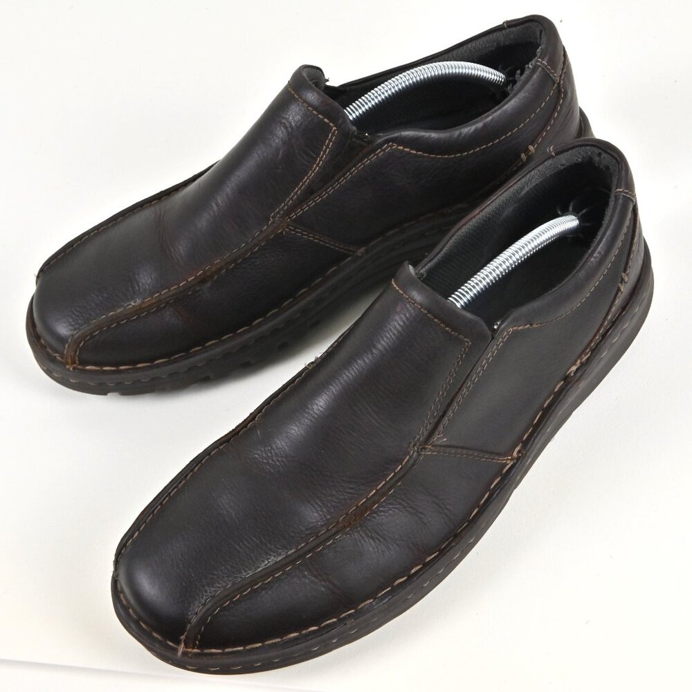 Clarks Collection Vanek Leather Bicycle Toe Slip On Brown Loafers US10.5 UK9.5